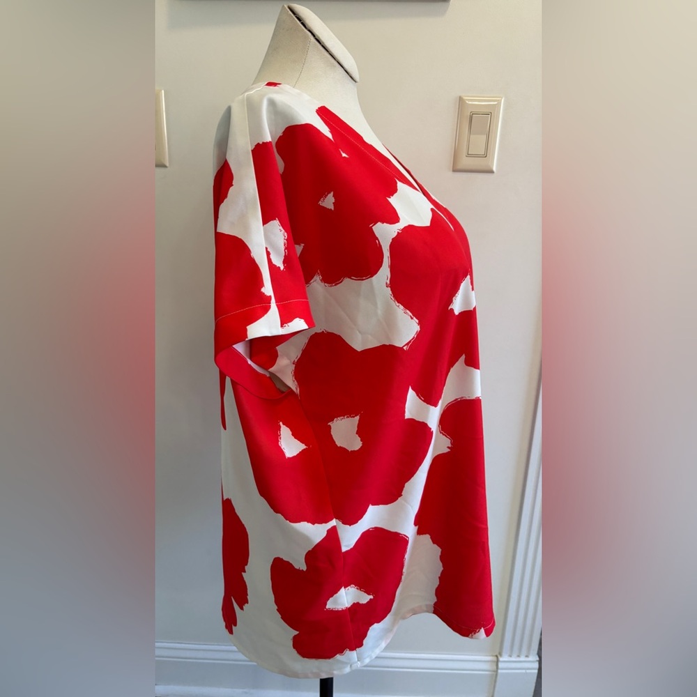 CROSBY BY MOLLIE BURCH martha tunic top in poppy RED & WHITE FLORAL LARGE - Picture 4 of 10